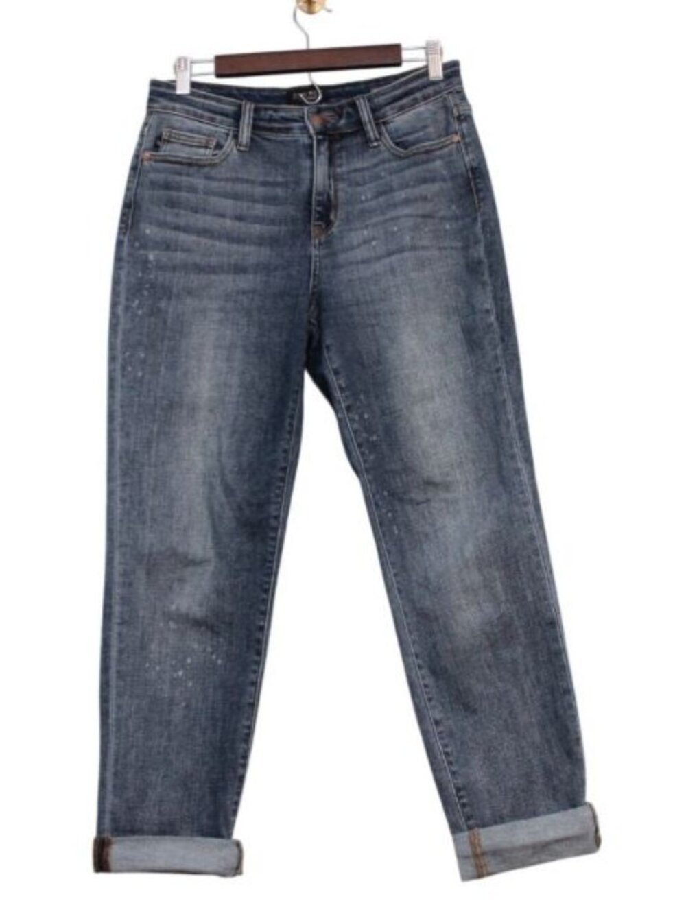 Judy Blue Jeans Size 7 28 Boyfriend Fit High Rise Bleach Splash Slimming Stretch